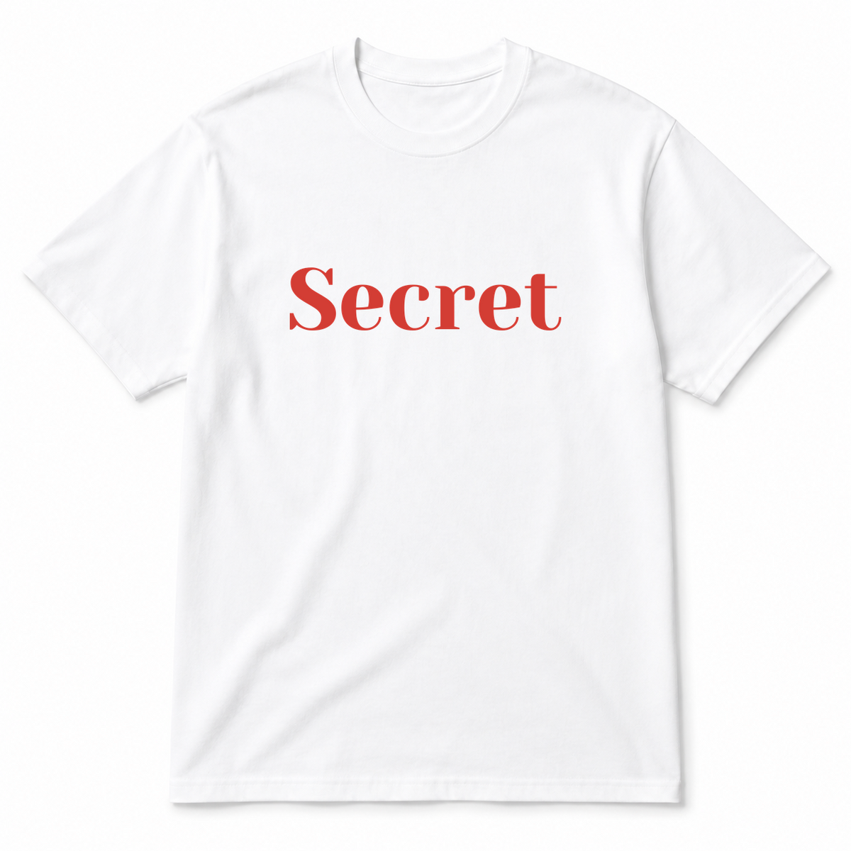 Secret T-Shirt in white with red text