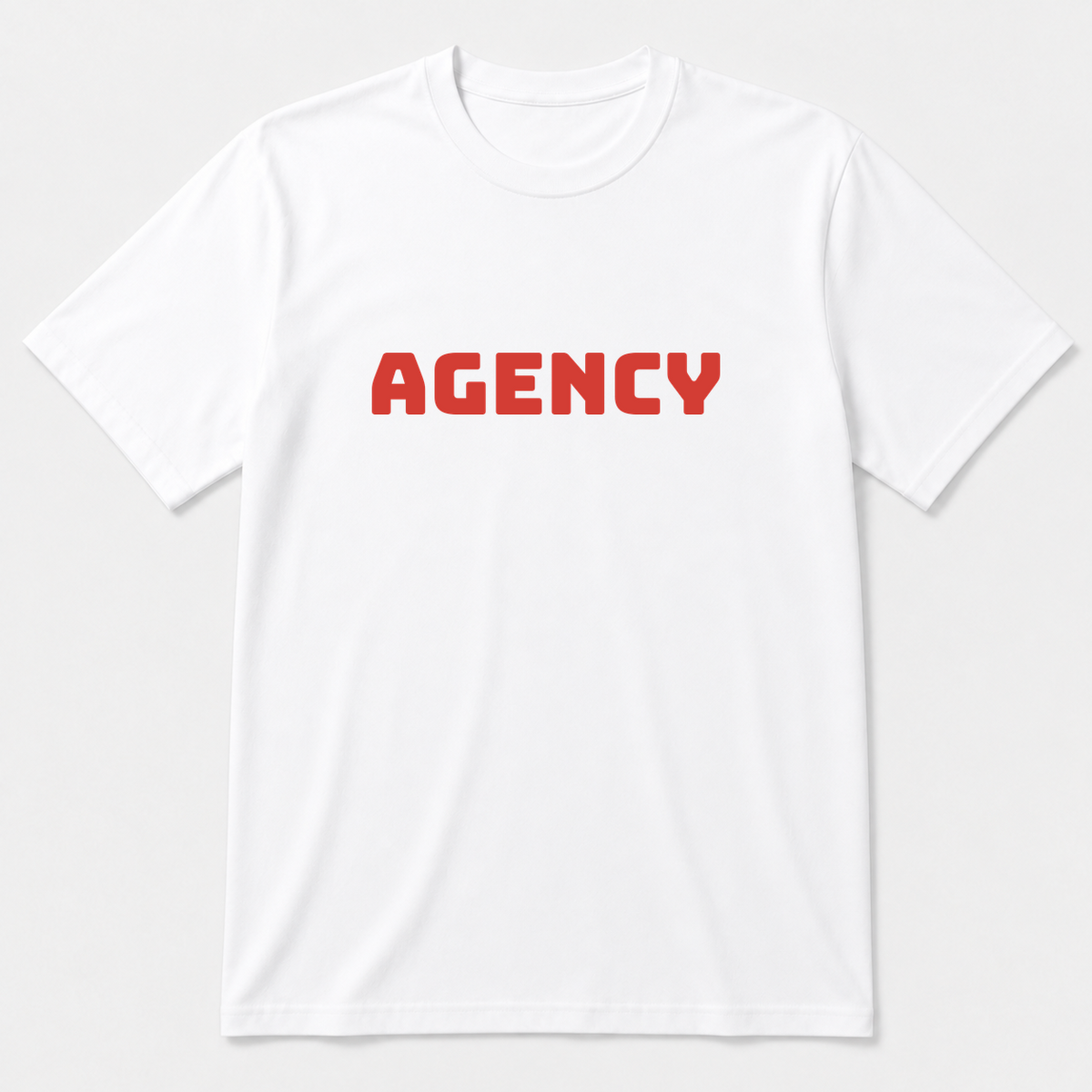 Agency T-Shirt in white with red text