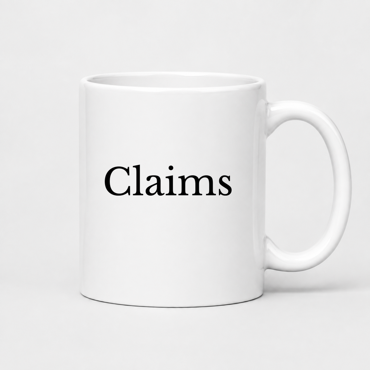 Claims Mug in white