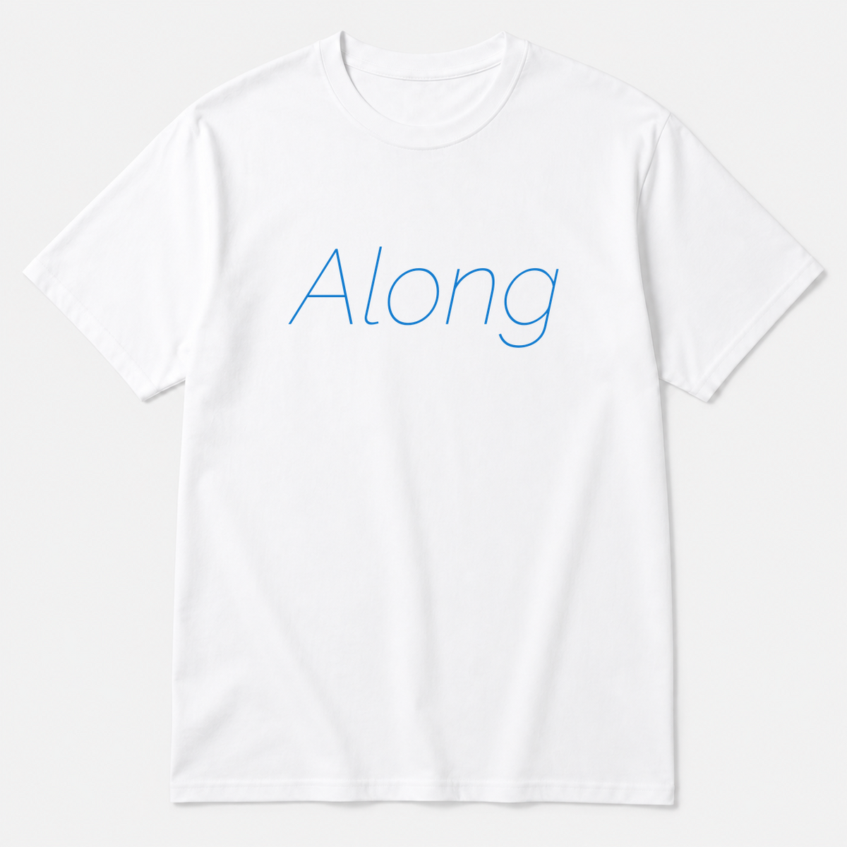 Along T-Shirt in white with blue text