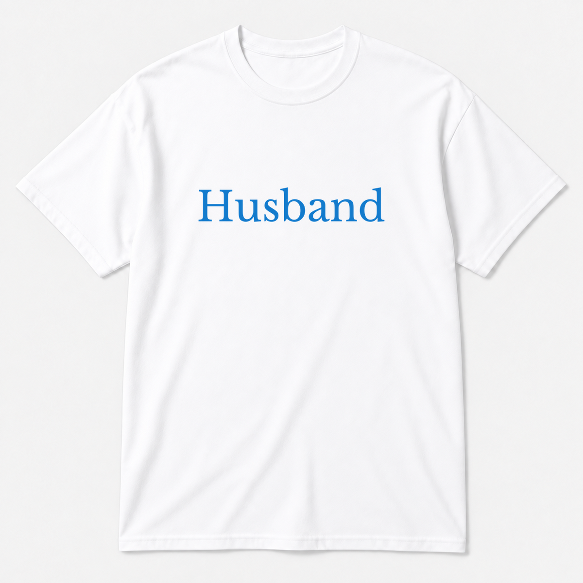 Husband T-Shirt in white with blue text