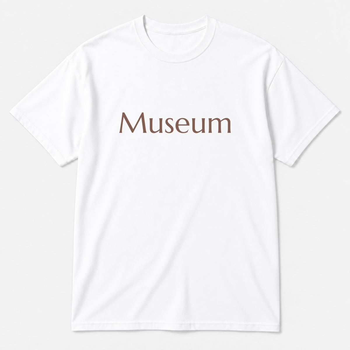 Museum T-Shirt in white with brown text