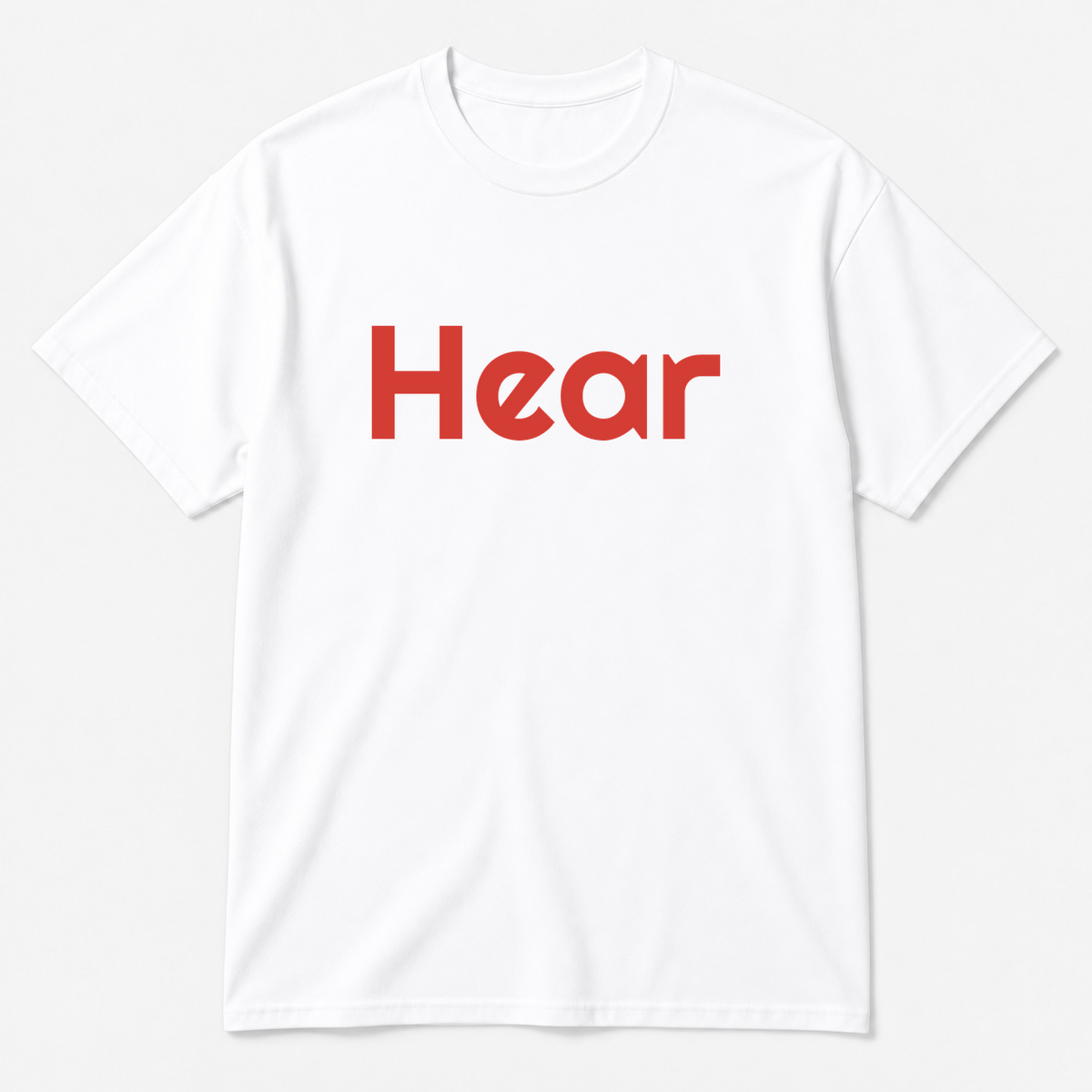 Hear T-Shirt in white with red text