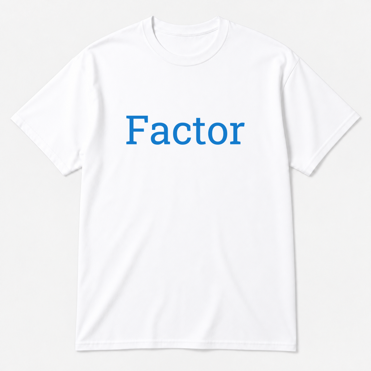 Factor T-Shirt in white with blue text