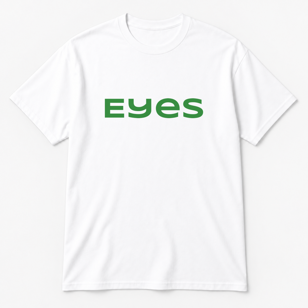 Eyes T-Shirt in white with green text