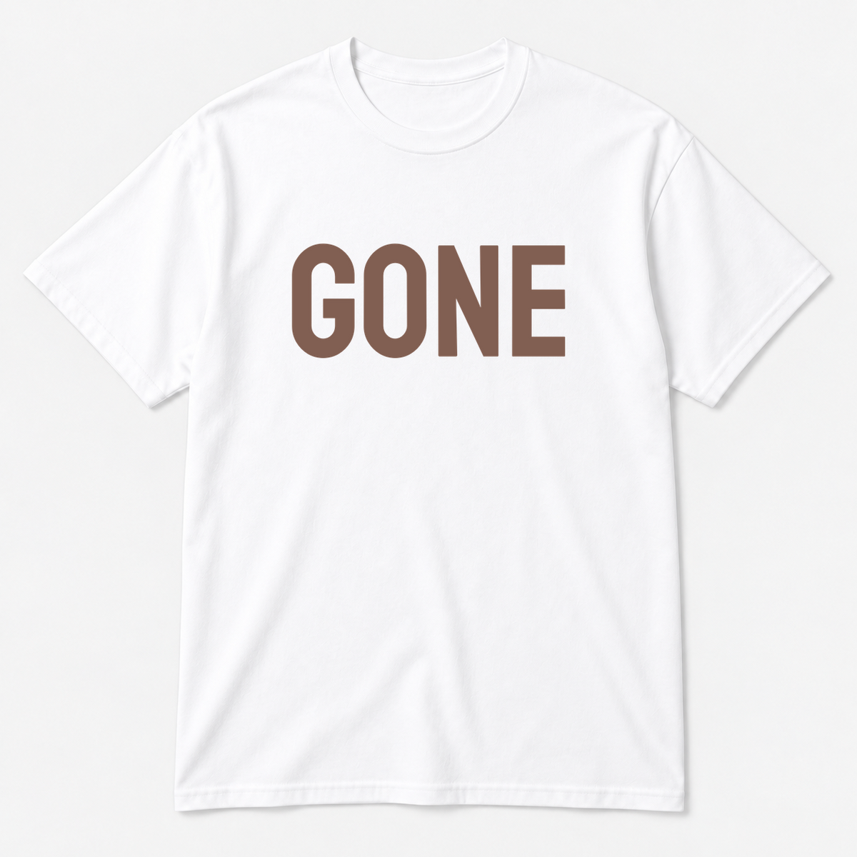 Gone T-Shirt in white with brown text