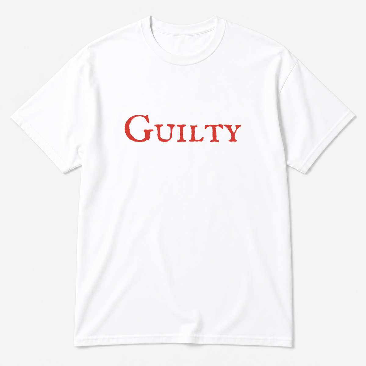 Guilty T-Shirt in white with red text