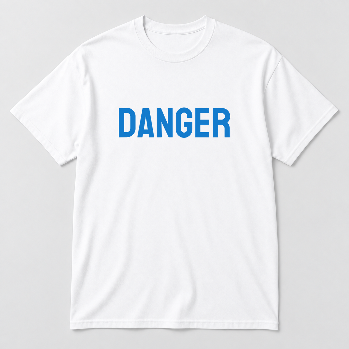 Danger T-Shirt in white with blue text