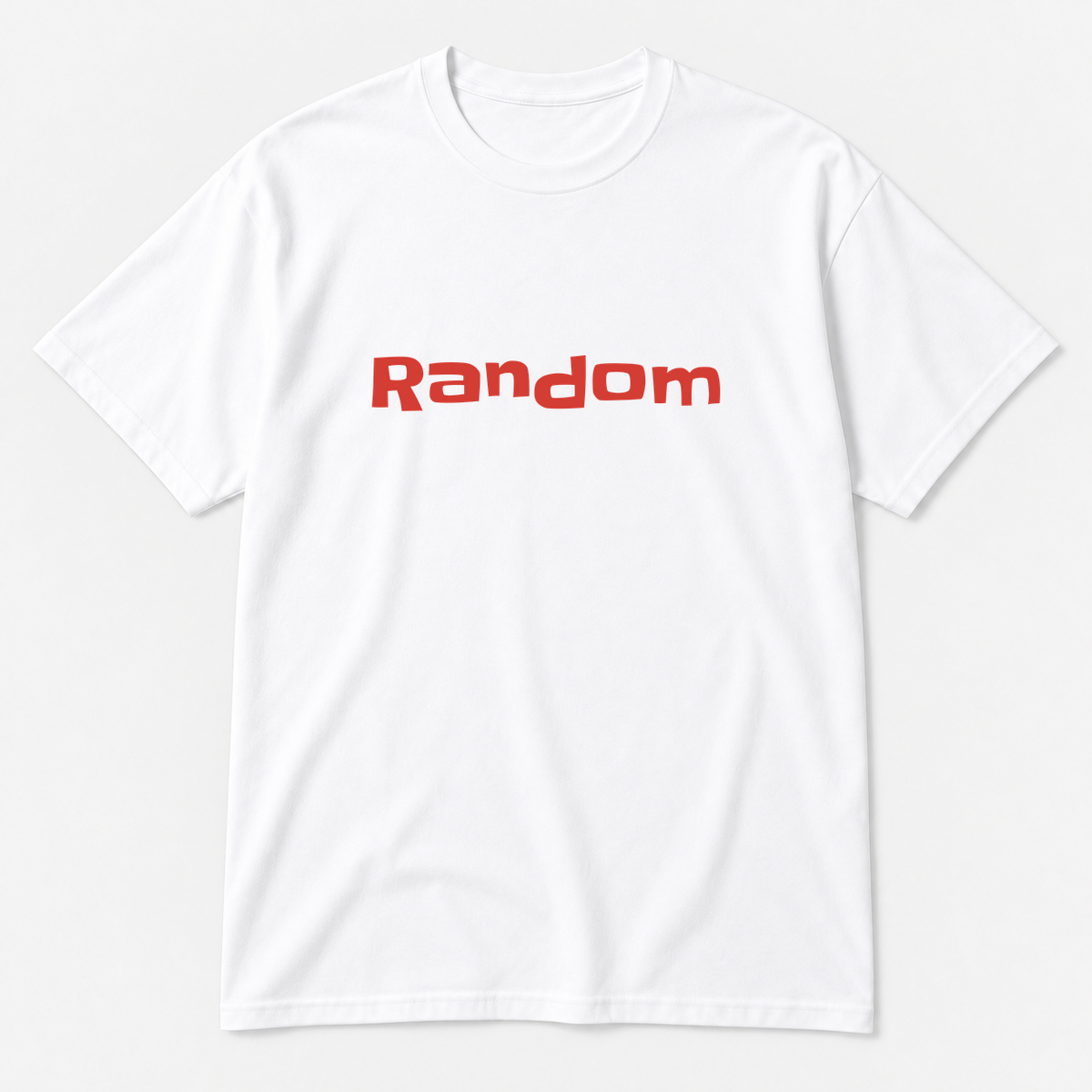 Random T-Shirt in white with red text