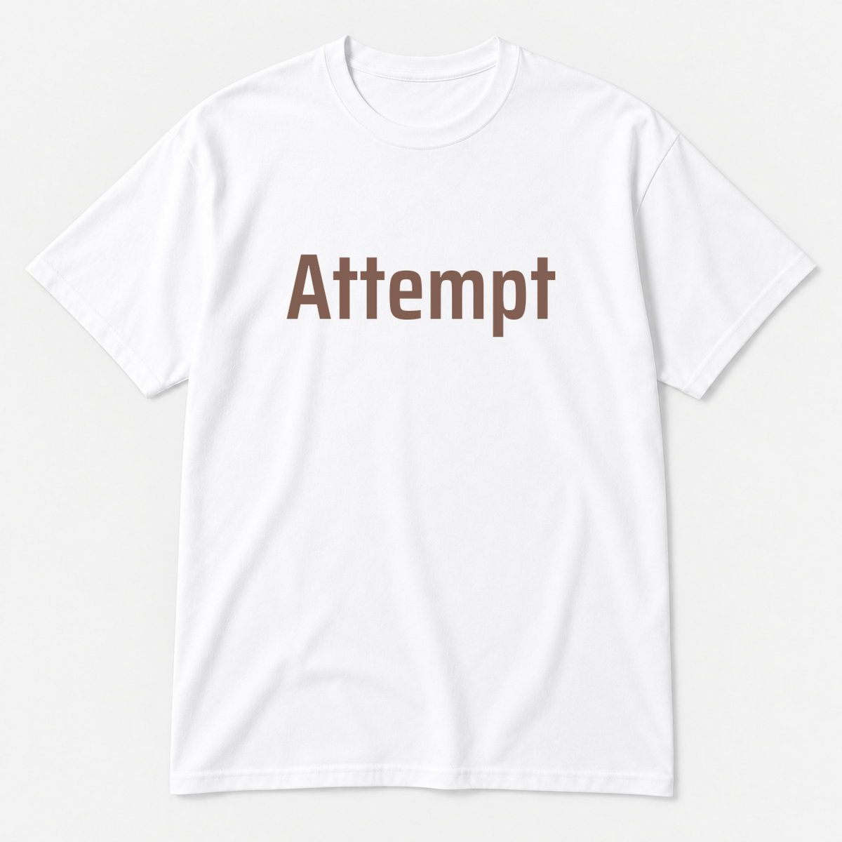 Attempt T-Shirt in white with brown text
