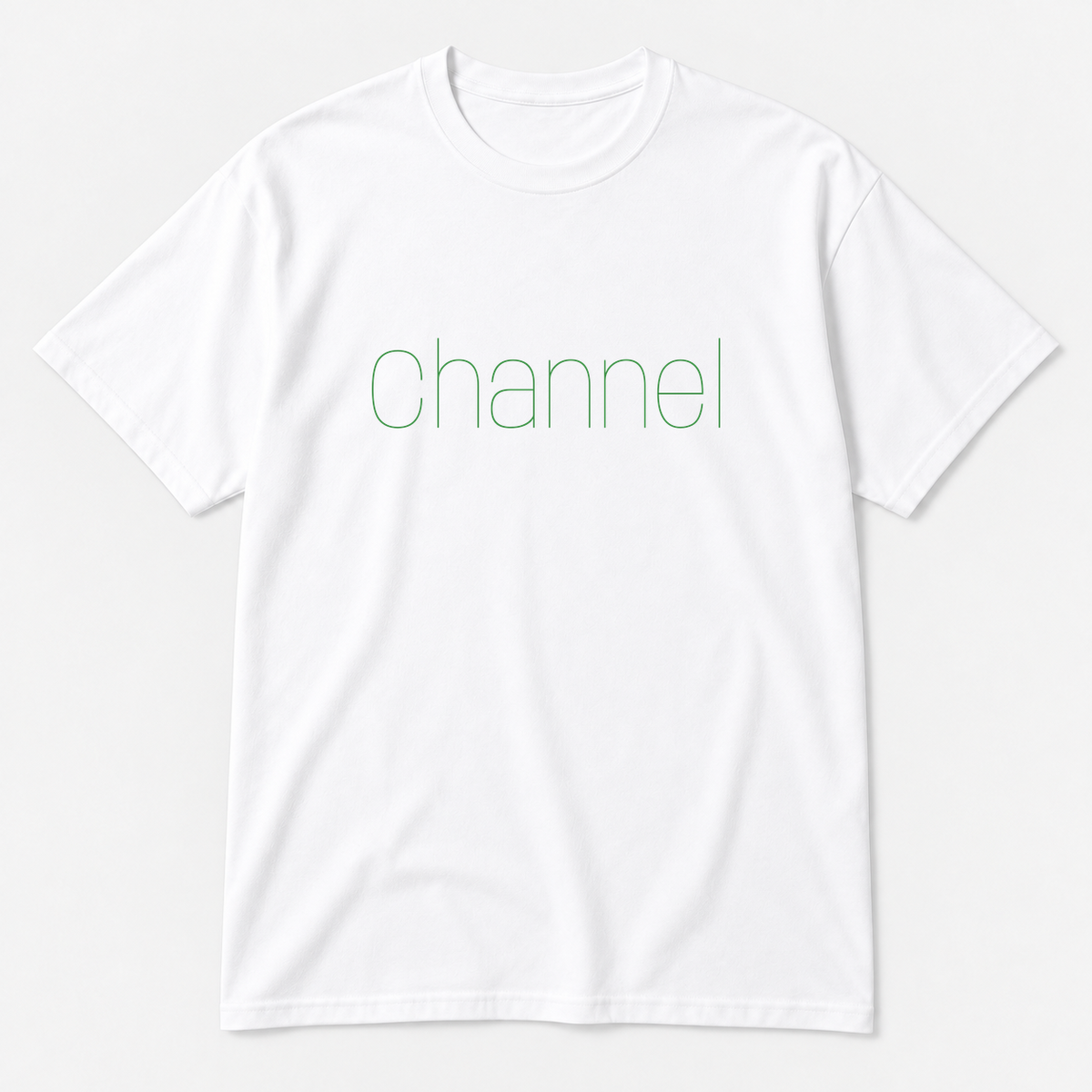 Channel T-Shirt in white with green text