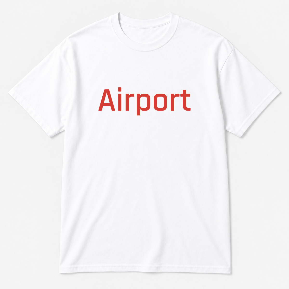 Airport T-Shirt in white with red text