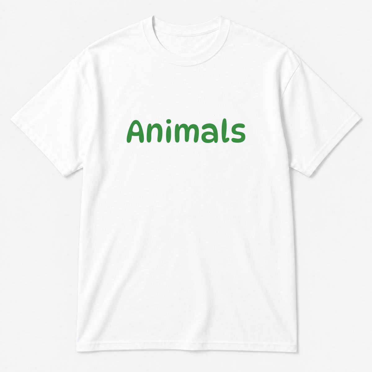 Animals T-Shirt in white with green text