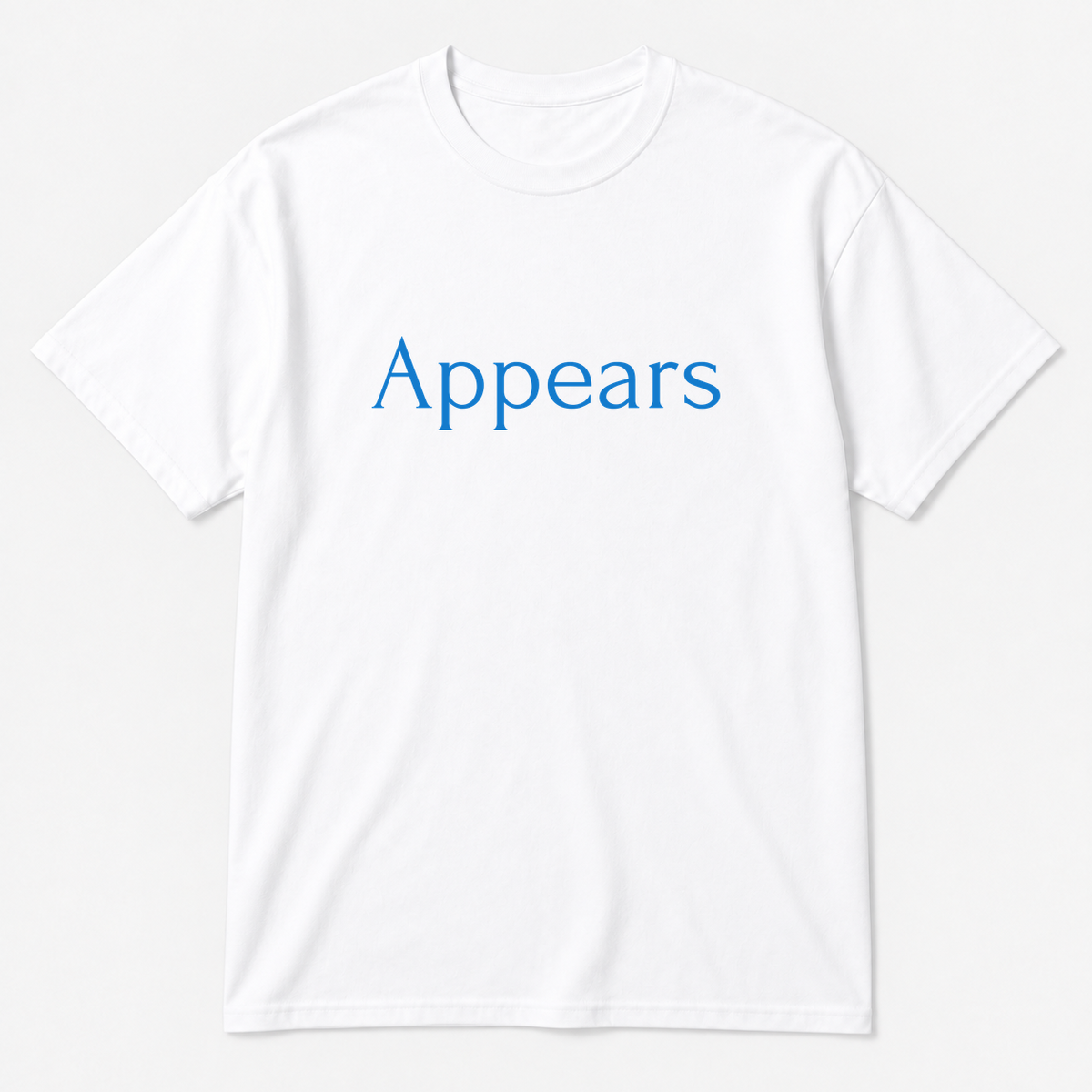 Appears T-Shirt in white with blue text