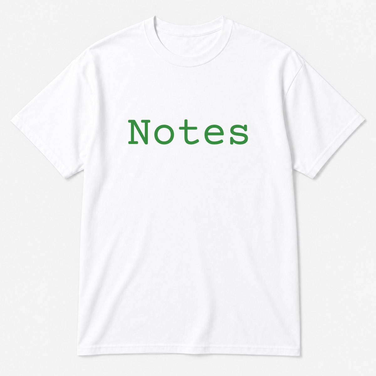 Notes T-Shirt in white with green text