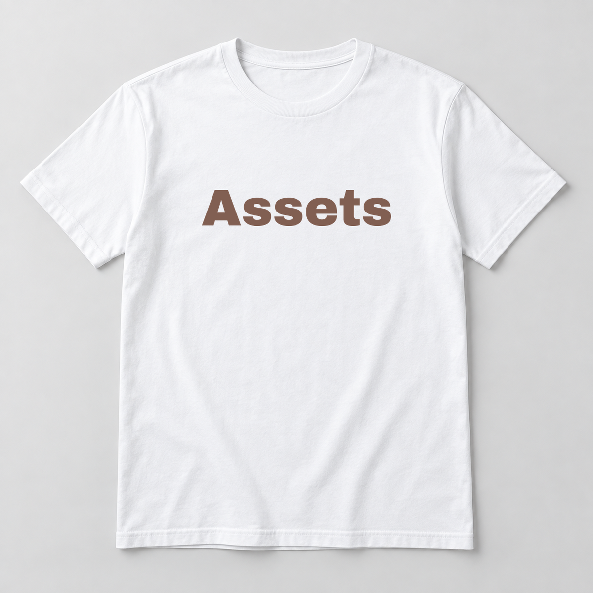 Assets T-Shirt in white with brown text