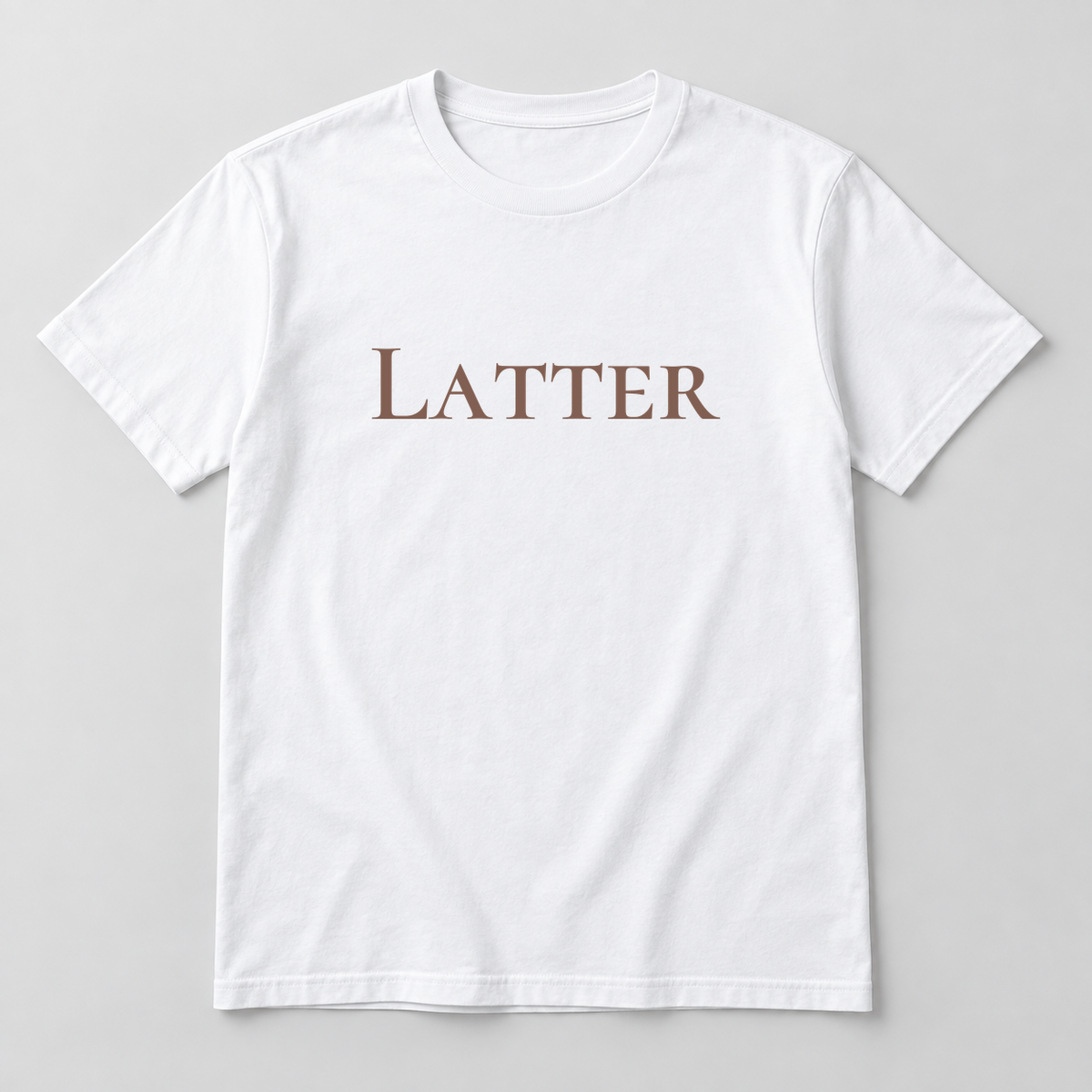 Latter T-Shirt in white with brown text