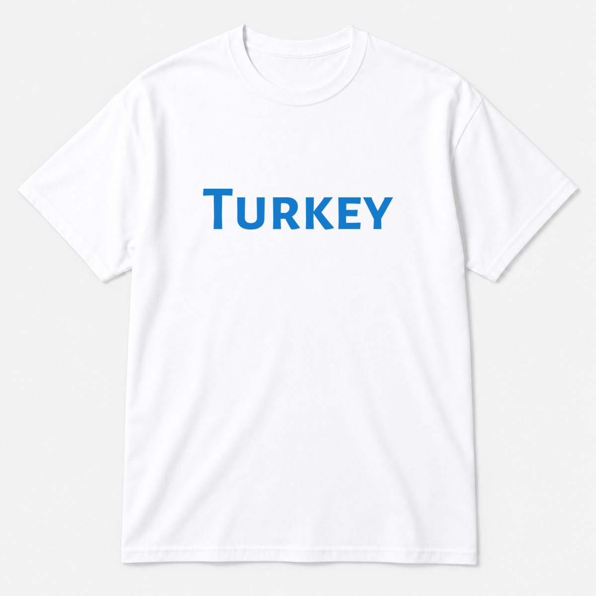 Turkey T-Shirt in white with blue text