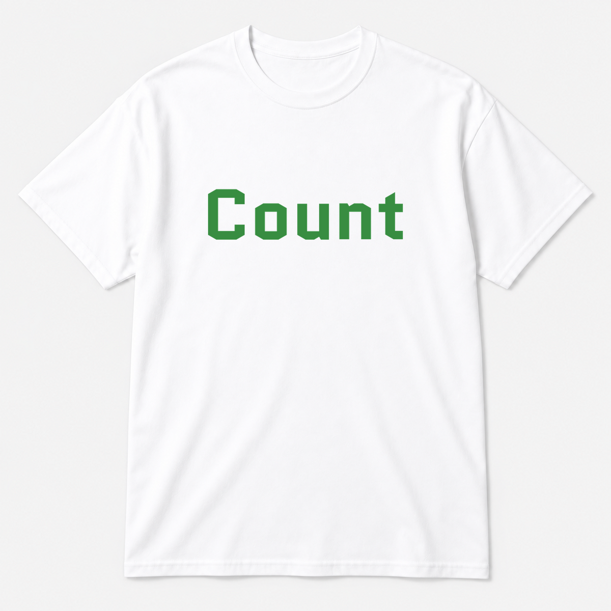 Count T-Shirt in white with green text
