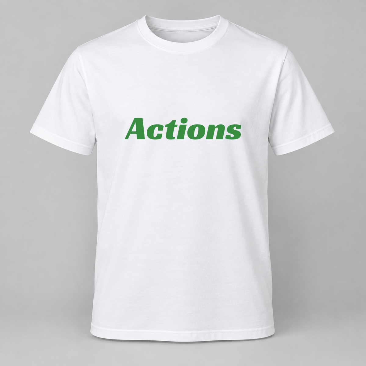 Actions T-Shirt in white with green text