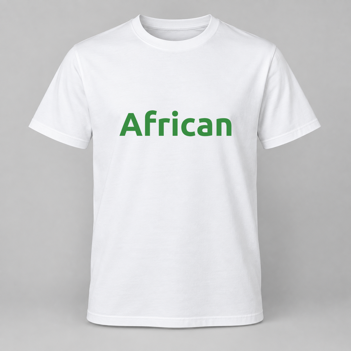 African T-Shirt in white with green text