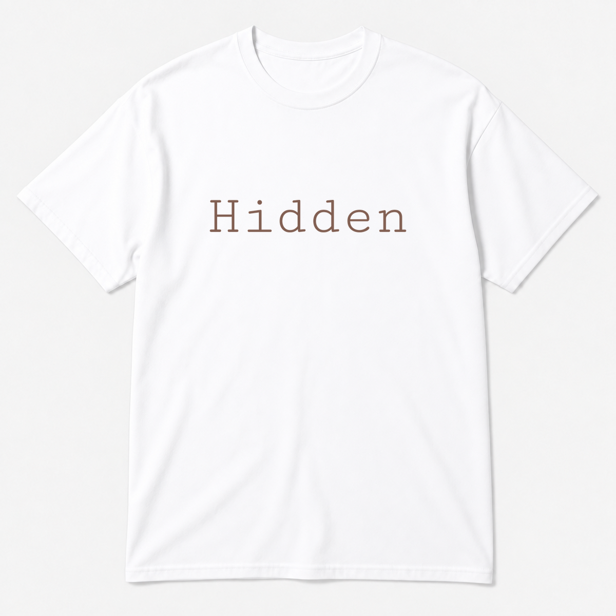 Hidden T-Shirt in white with brown text