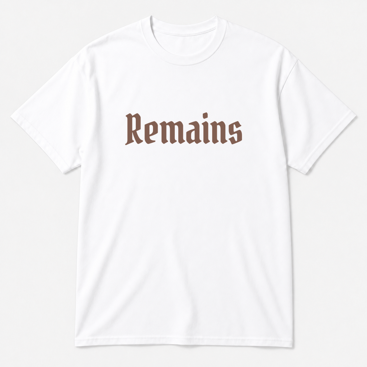Remains T-Shirt in white with brown text