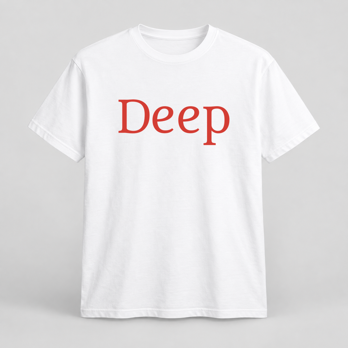 Deep T-Shirt in white with red text
