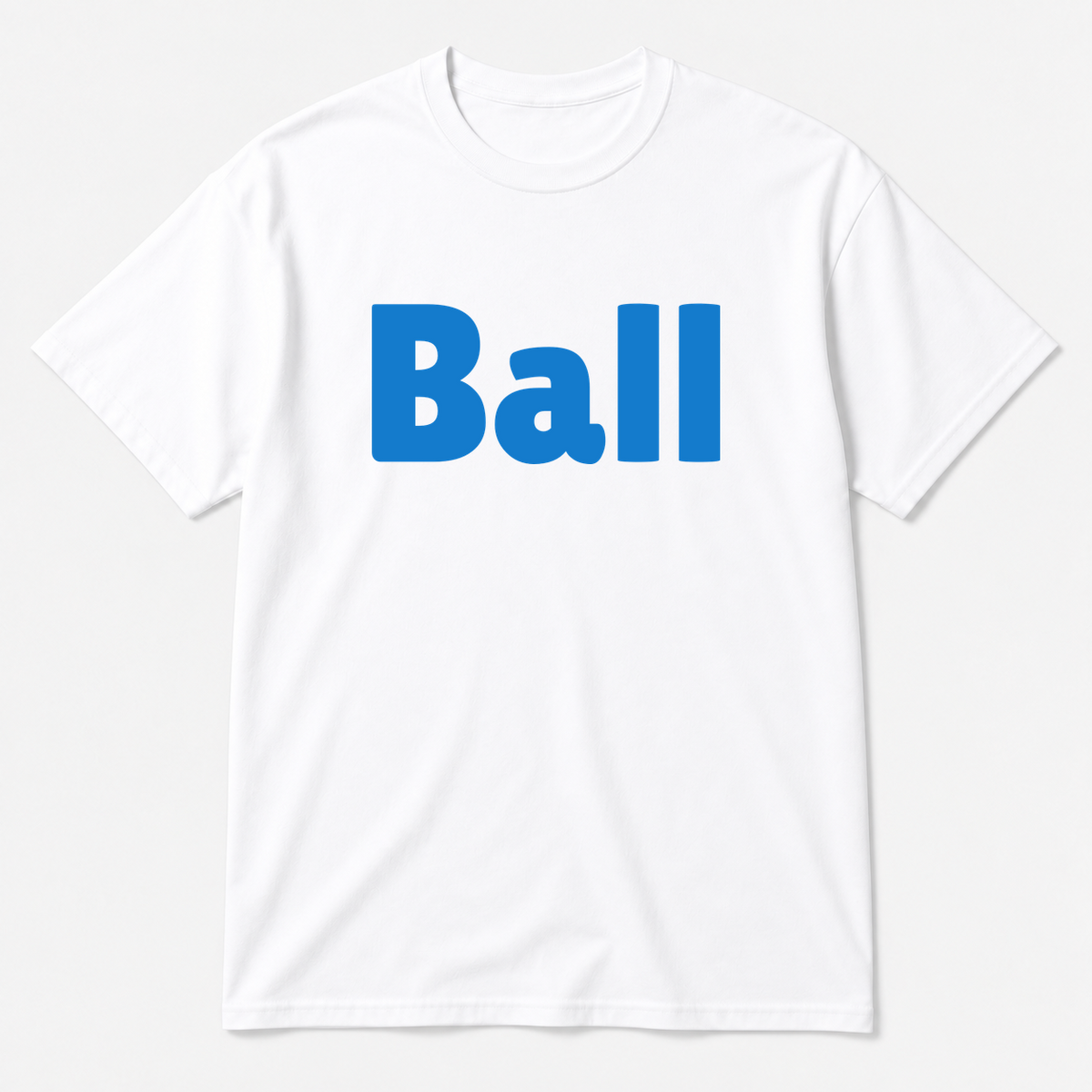 Ball T-Shirt in white with blue text