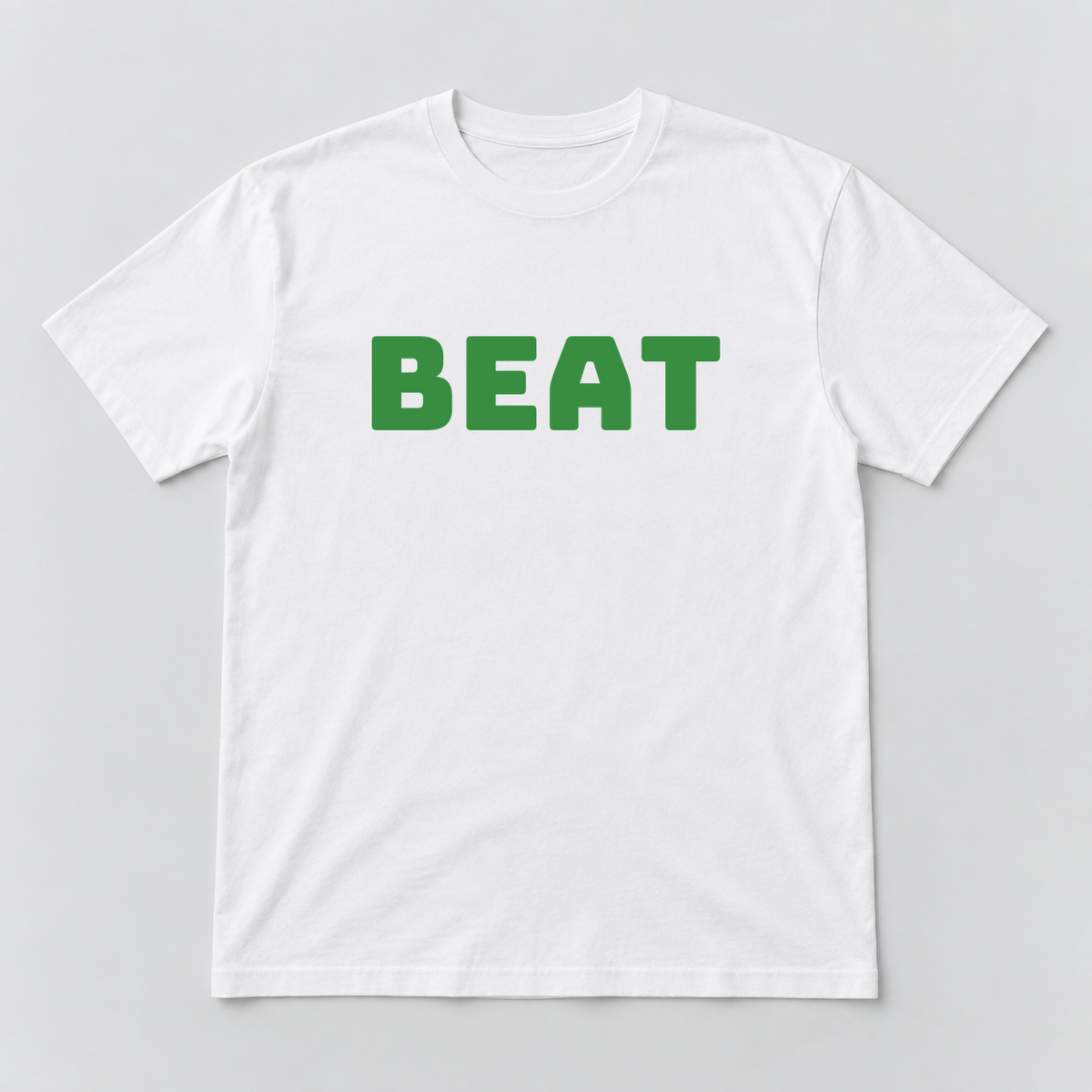 Beat T-Shirt in white with green text