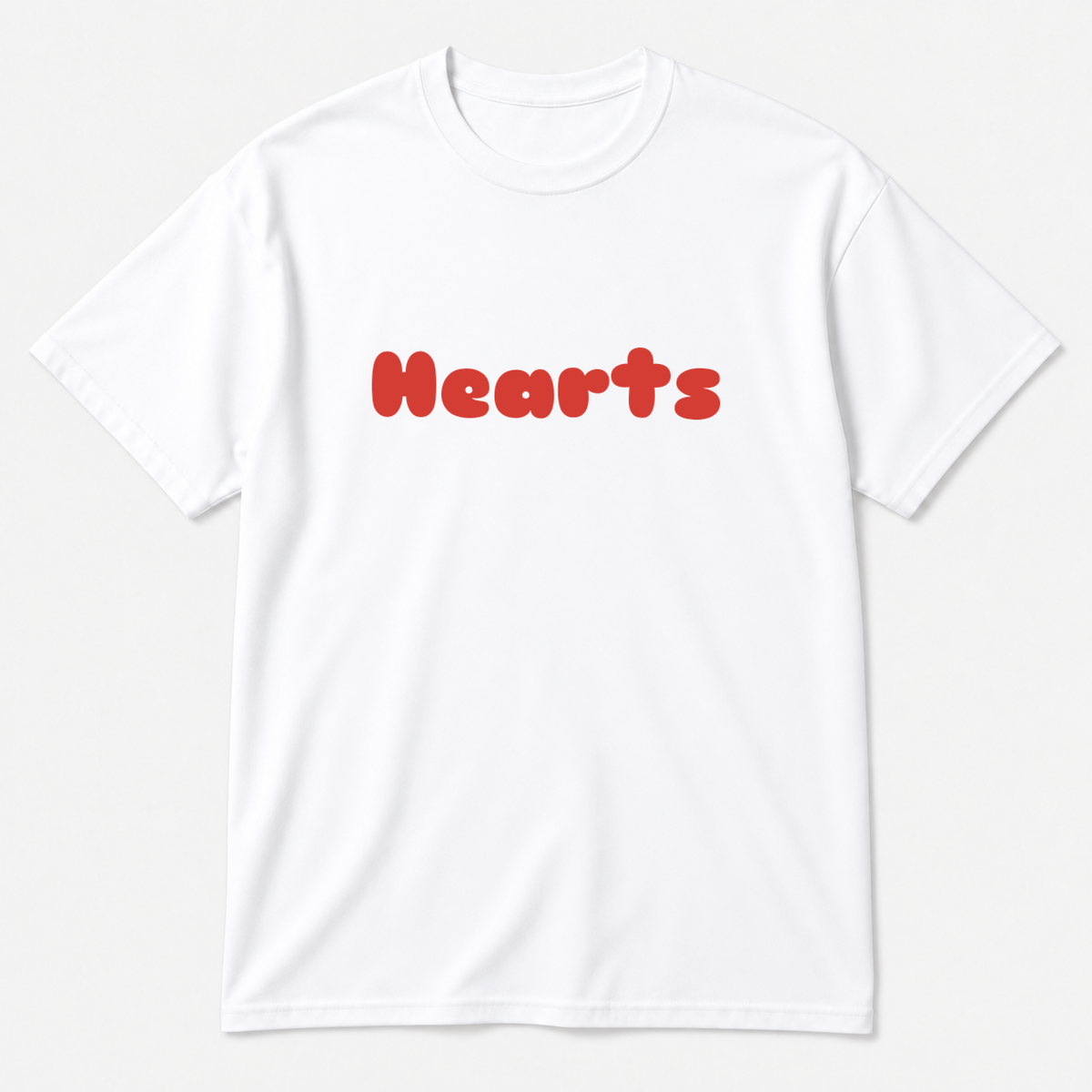 Hearts T-Shirt in white with red text