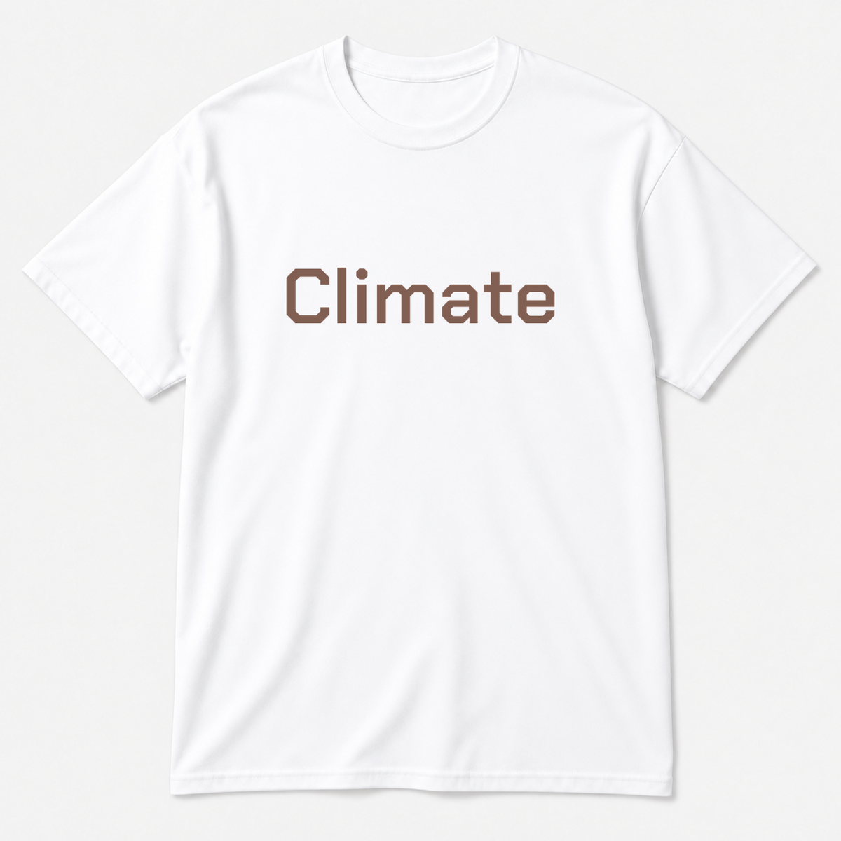 Climate T-Shirt in white with brown text