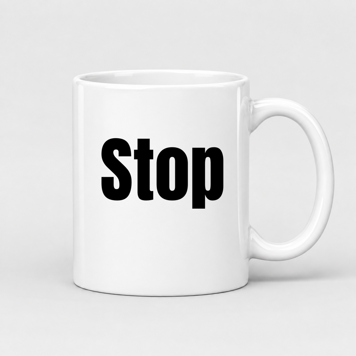 Stop Mug in white