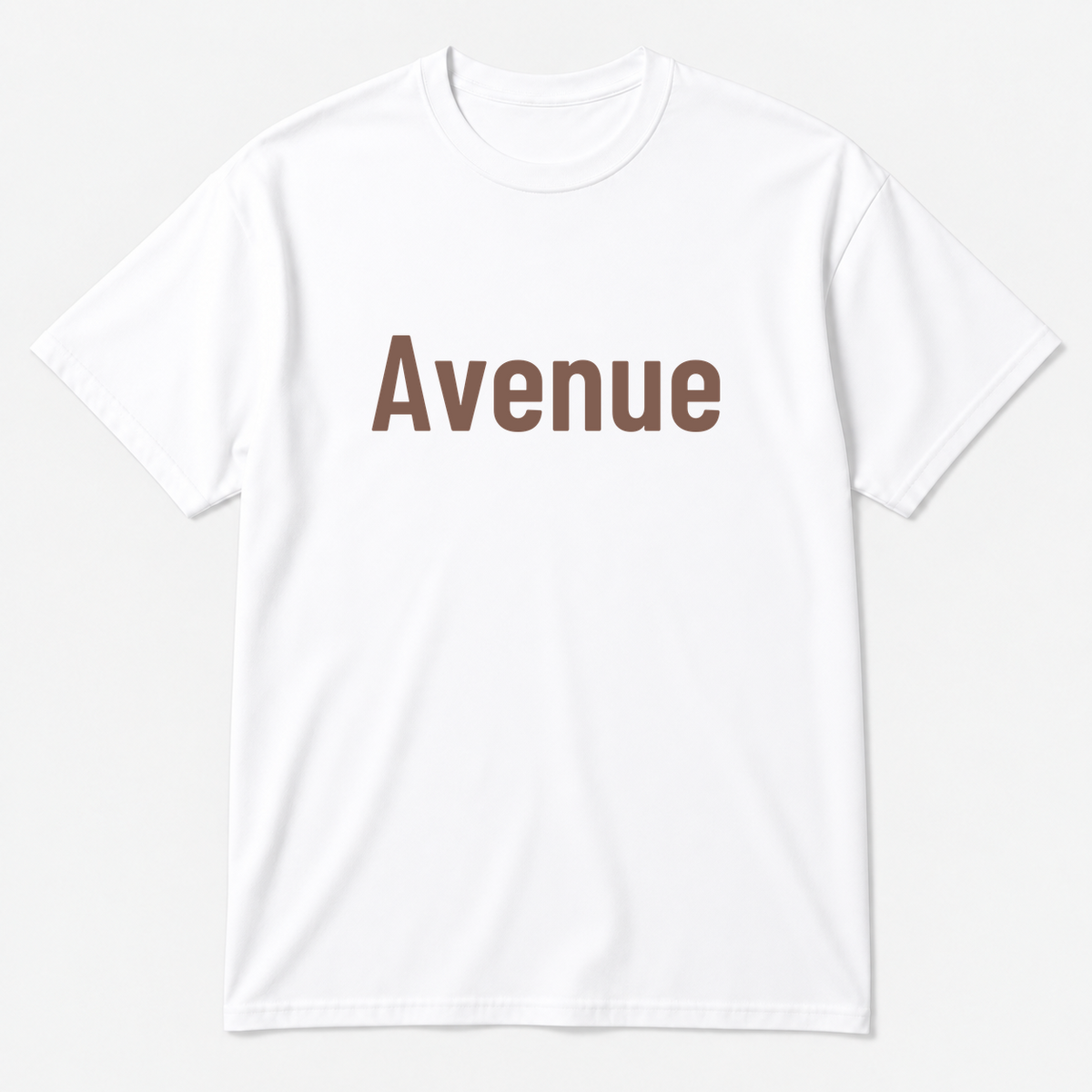 Avenue T-Shirt in white with brown text