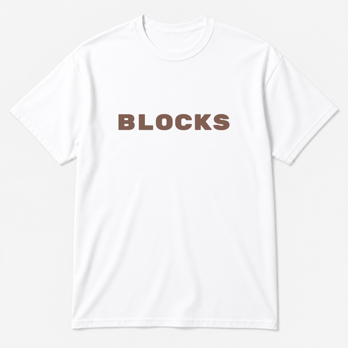 Blocks T-Shirt in white with brown text