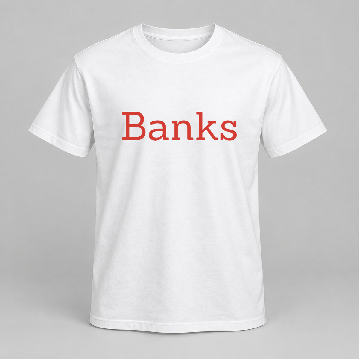 Banks T-Shirt in white with red text