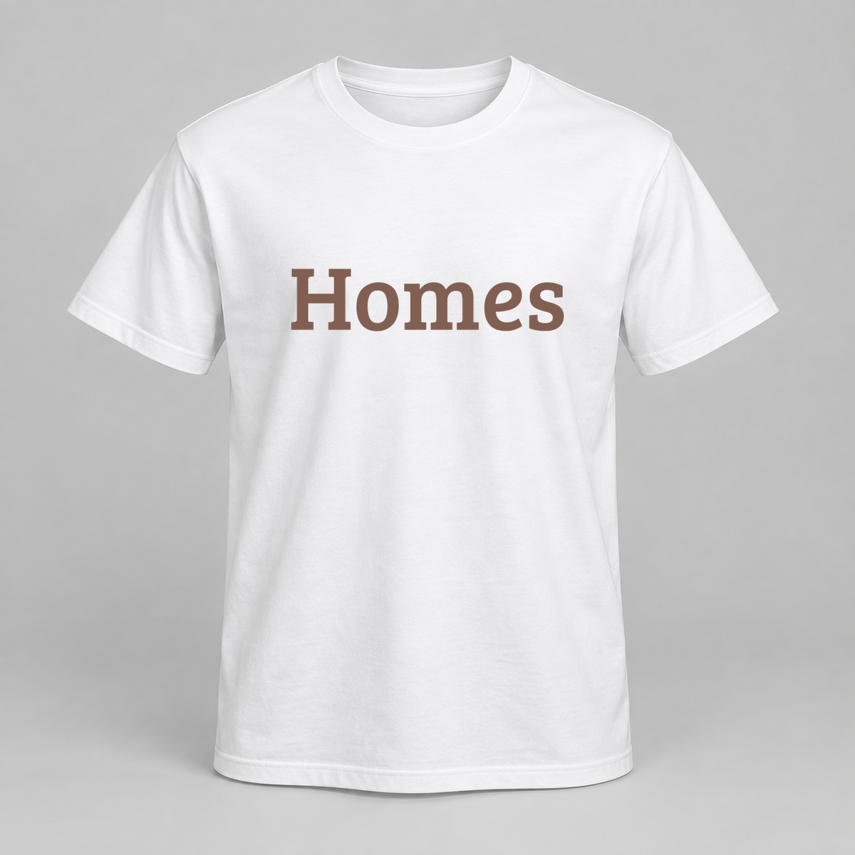 Homes T-Shirt in white with brown text