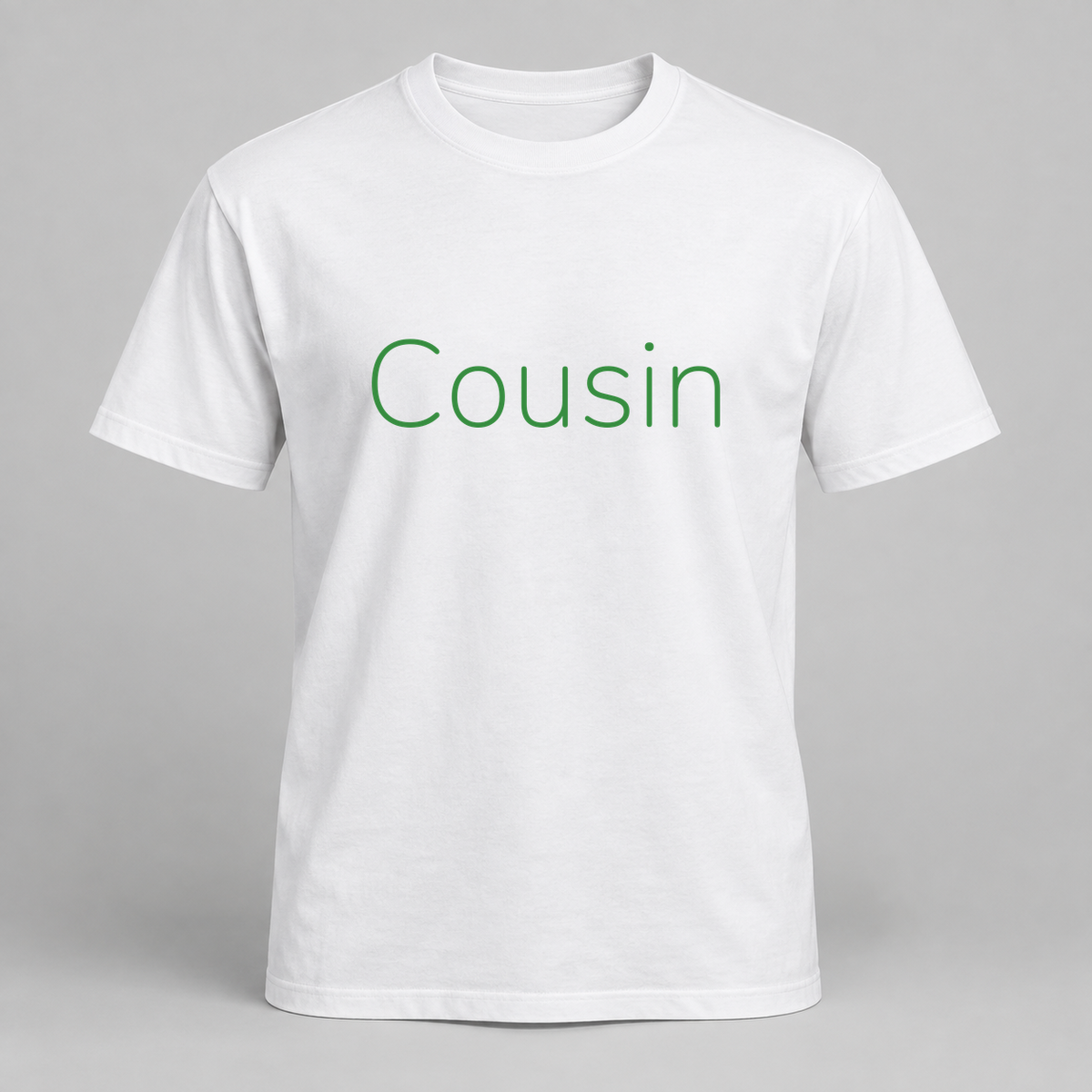 Cousin T-Shirt in white with green text