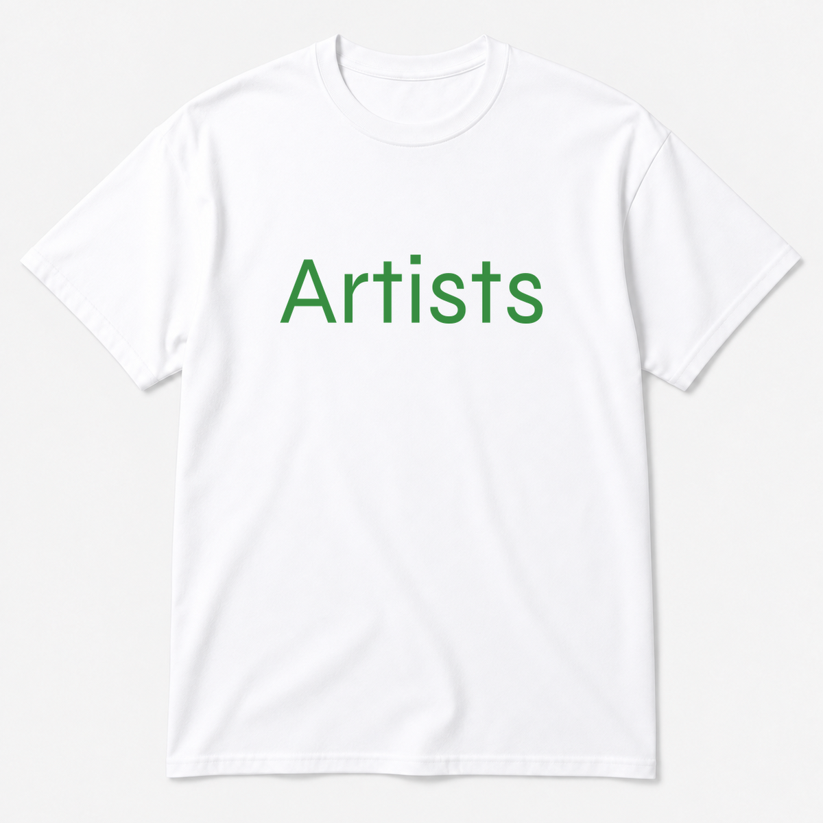 Artists T-Shirt in white with green text