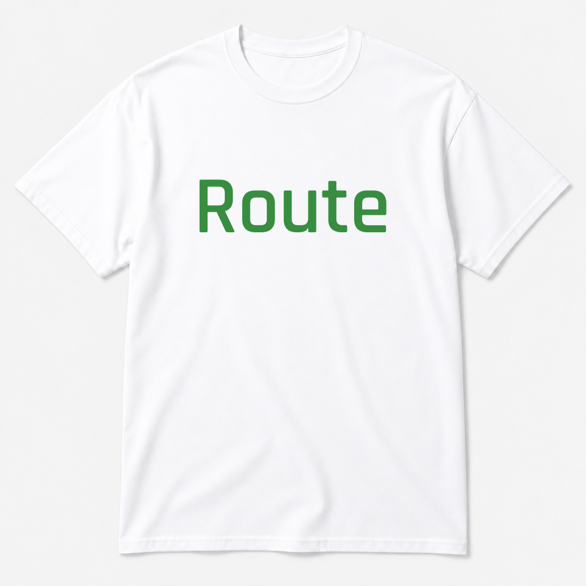Route T-Shirt in white with green text