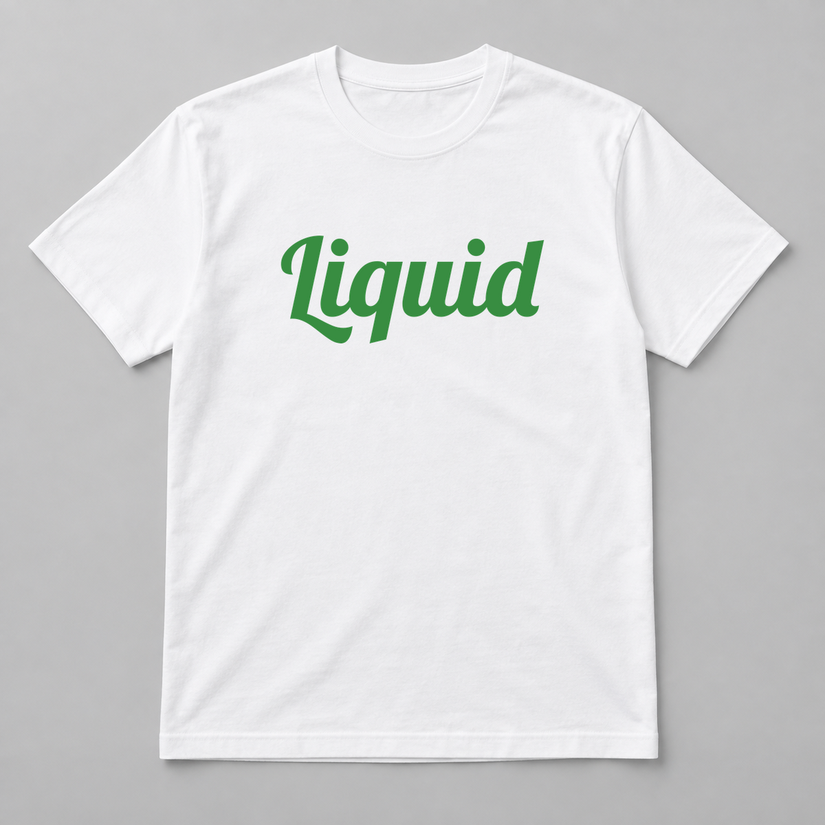 Liquid T-Shirt in white with green text