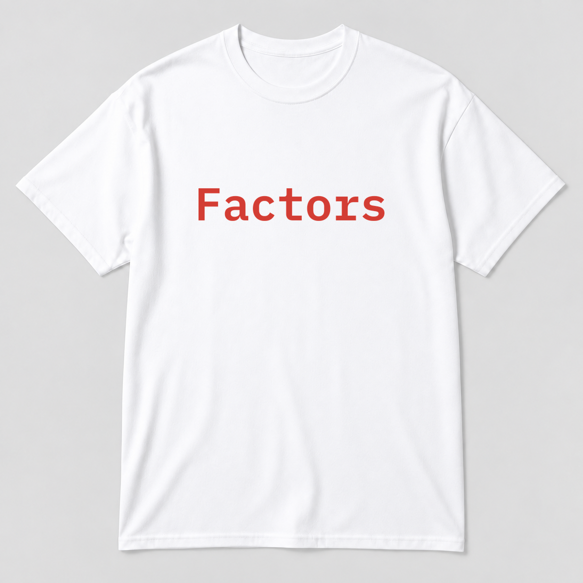 Factors T-Shirt in white with red text