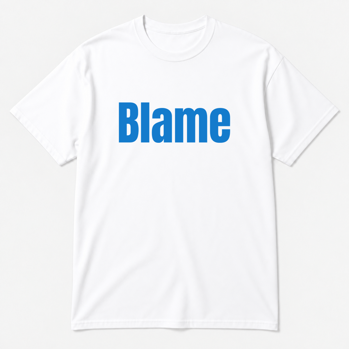 Blame T-Shirt in white with blue text