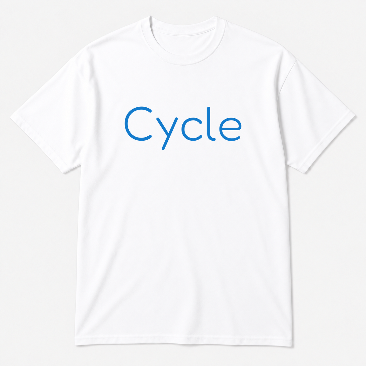 Cycle T-Shirt in white with blue text