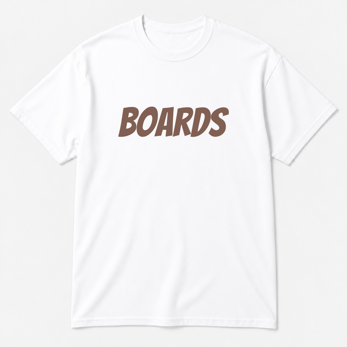 Boards T-Shirt in white with brown text