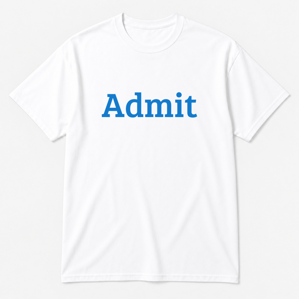 Admit T-Shirt in white with blue text