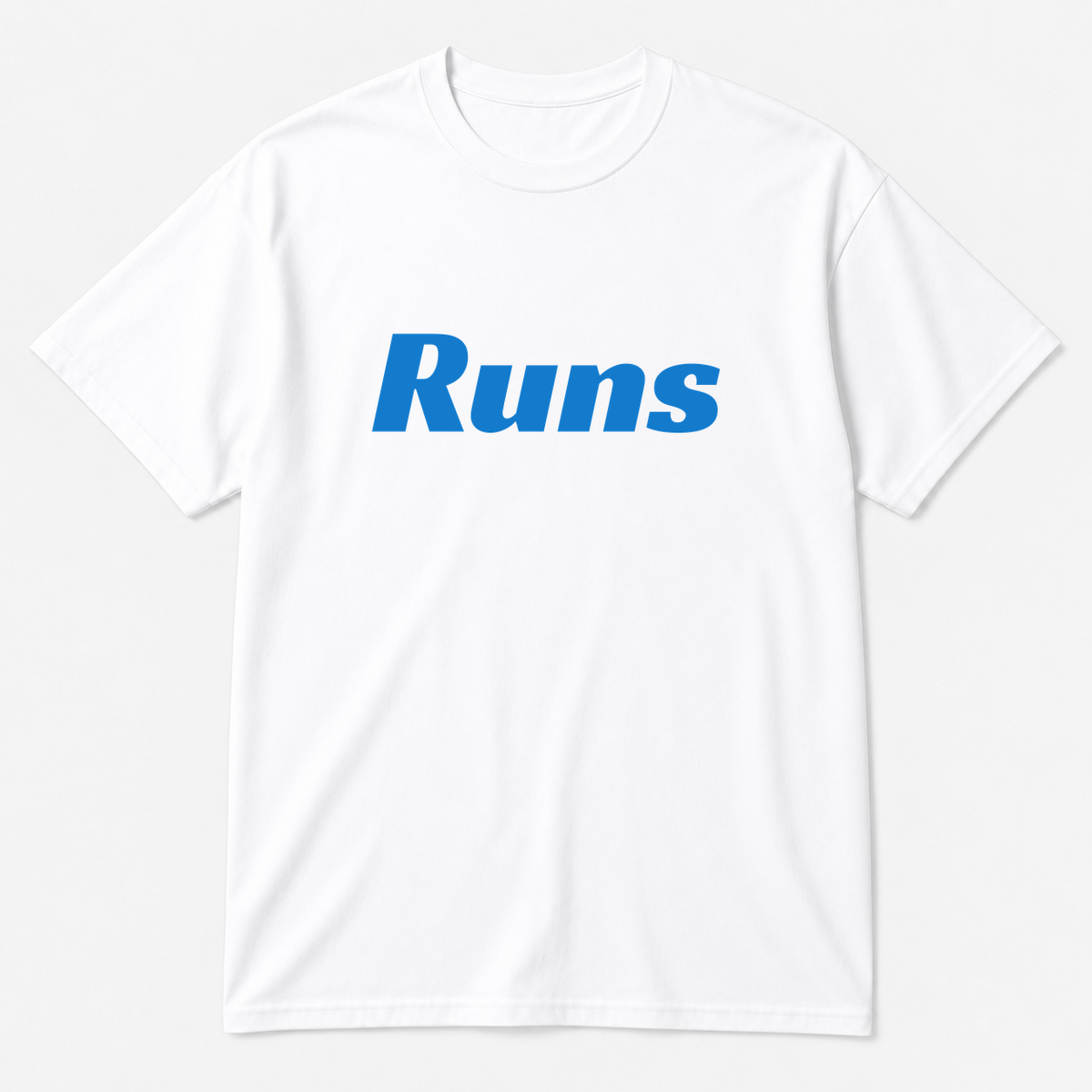 Runs T-Shirt in white with blue text