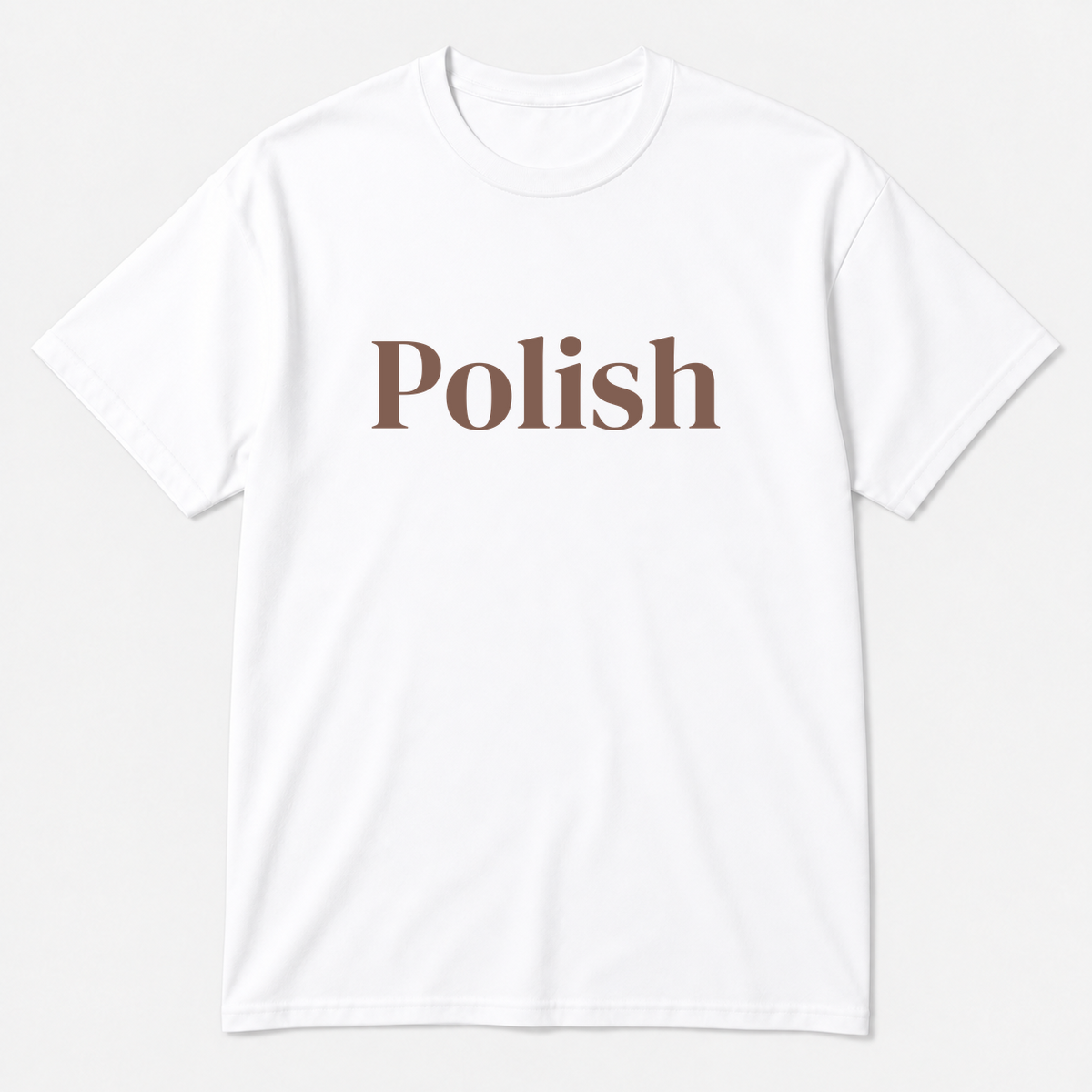 Polish T-Shirt in white with brown text