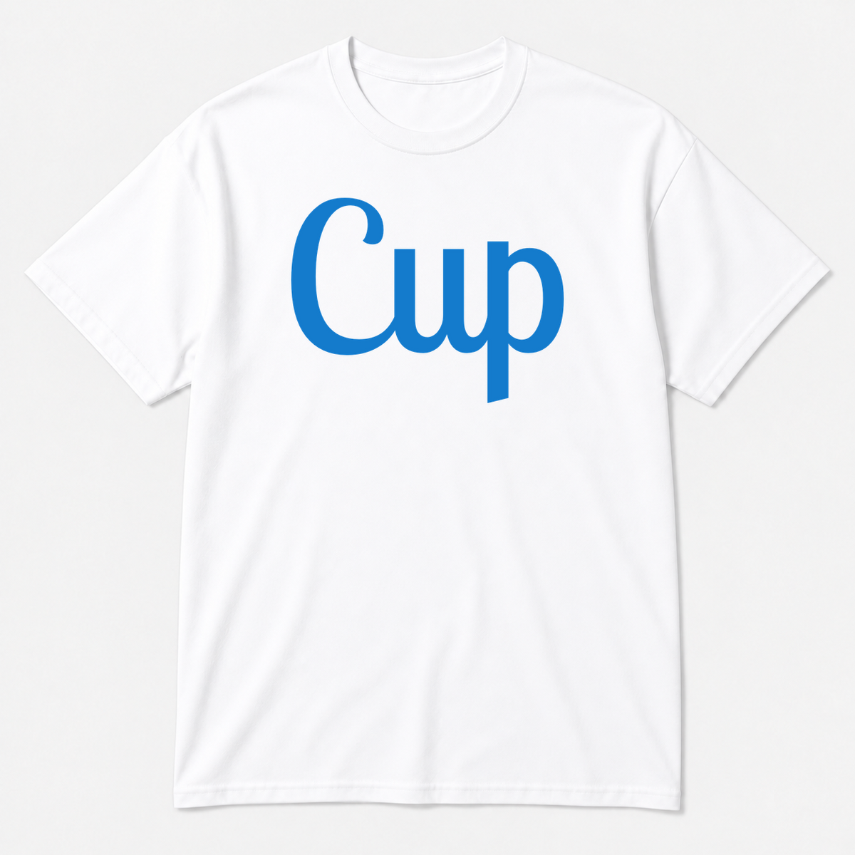 Cup T-Shirt in white with blue text