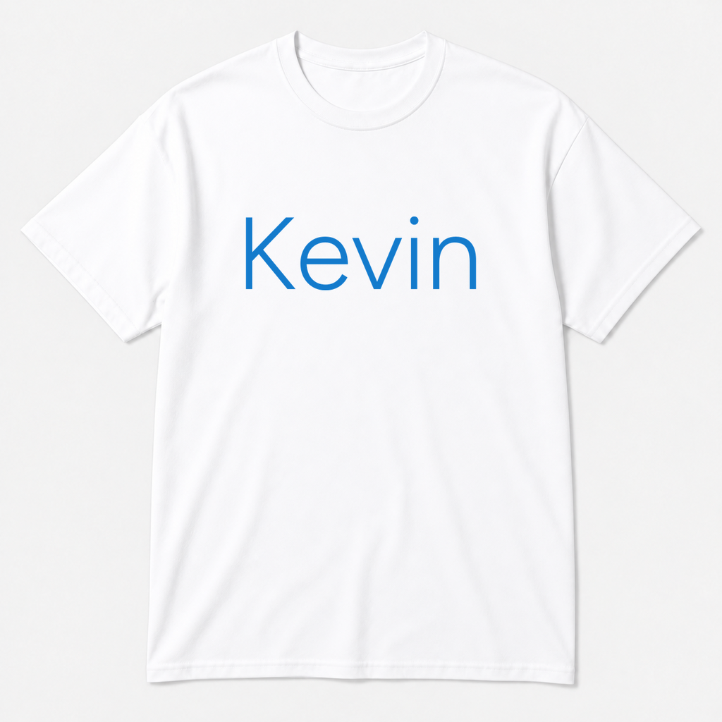 Kevin T-Shirt in white with blue text